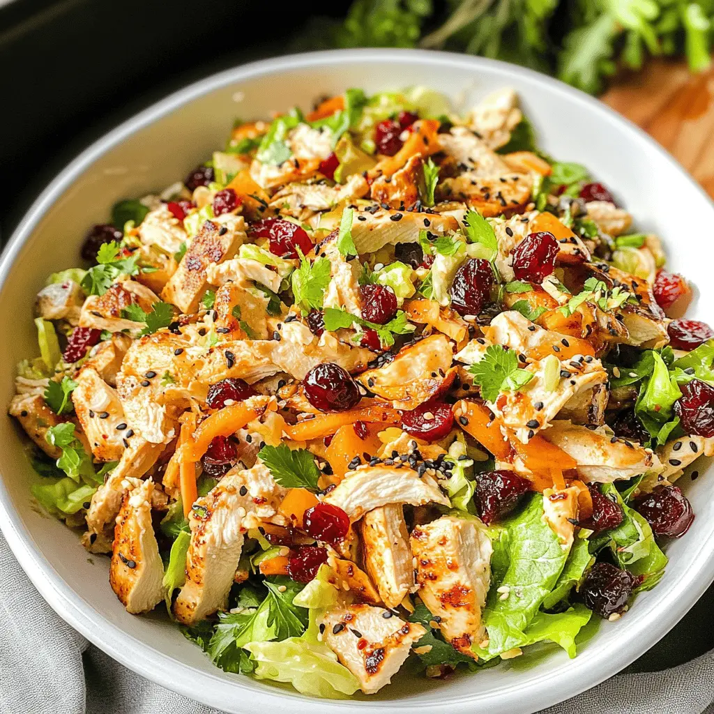 Brighten your meal with this Asian Chicken Cranberry Salad, packed with vibrant flavors and crunchy textures! Featuring tender chicken, sweet cranberries, and a hint of sesame, this dish is perfect for lunch or a light dinner. Save this recipe for a refreshing option your family will love any day of the week!