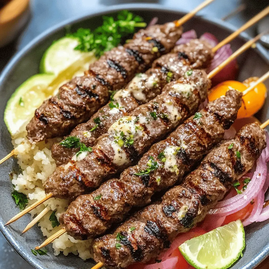 Turn your grilling game up a notch with these Beef Kafta Kebabs! Made with minced beef, fresh herbs, and aromatic spices, they’re perfect for summer cookouts or family dinners. These flavorful kebabs are easy to make and absolutely delicious when served with a side of tzatziki or in pita bread. Save this recipe for your next gathering and impress your guests!
