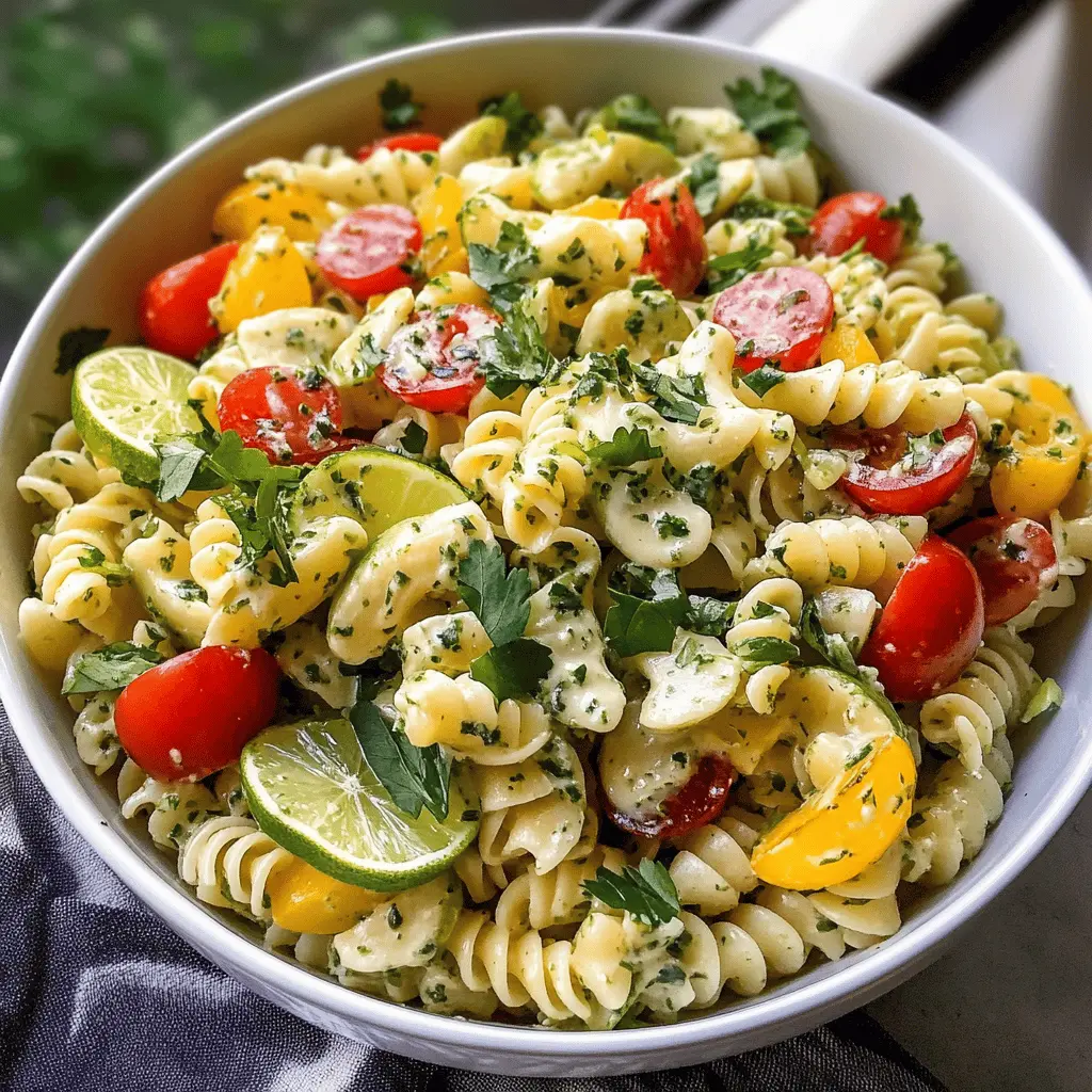 Brighten up your meal with this refreshing Cilantro Lime Pasta Salad! Perfectly cooked pasta tossed with fresh cilantro, zesty lime, and crunchy veggies creates a unique flavor explosion. Ideal for picnics, barbecues, or quick weeknight dinners. Don't forget to save this recipe for a delightful side dish that everyone will love!