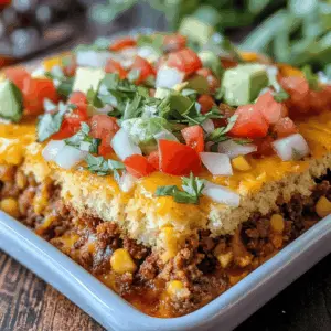 This Cornbread Taco Bake is a fun and delicious twist on taco night! With layers of seasoned ground beef, zesty salsa, and fluffy cornbread topping, it's a family favorite that comes together quickly. Perfect for weeknight dinners or serving at gatherings, save this recipe now to enjoy a hearty meal that everyone will love!