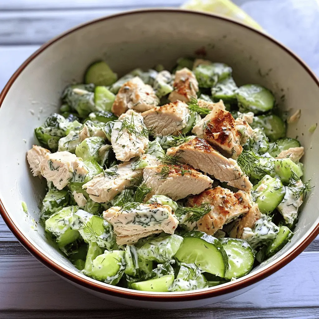 Fresh and flavorful, this Cucumber Dill Greek Yogurt Rotisserie Chicken Salad is a perfect light meal! Packed with crunchy cucumbers, zesty dill, and tender rotisserie chicken, it's a satisfying option for lunch or a quick dinner. Ideal for meal prep or picnics, save this recipe now for a deliciously easy go-to dish!