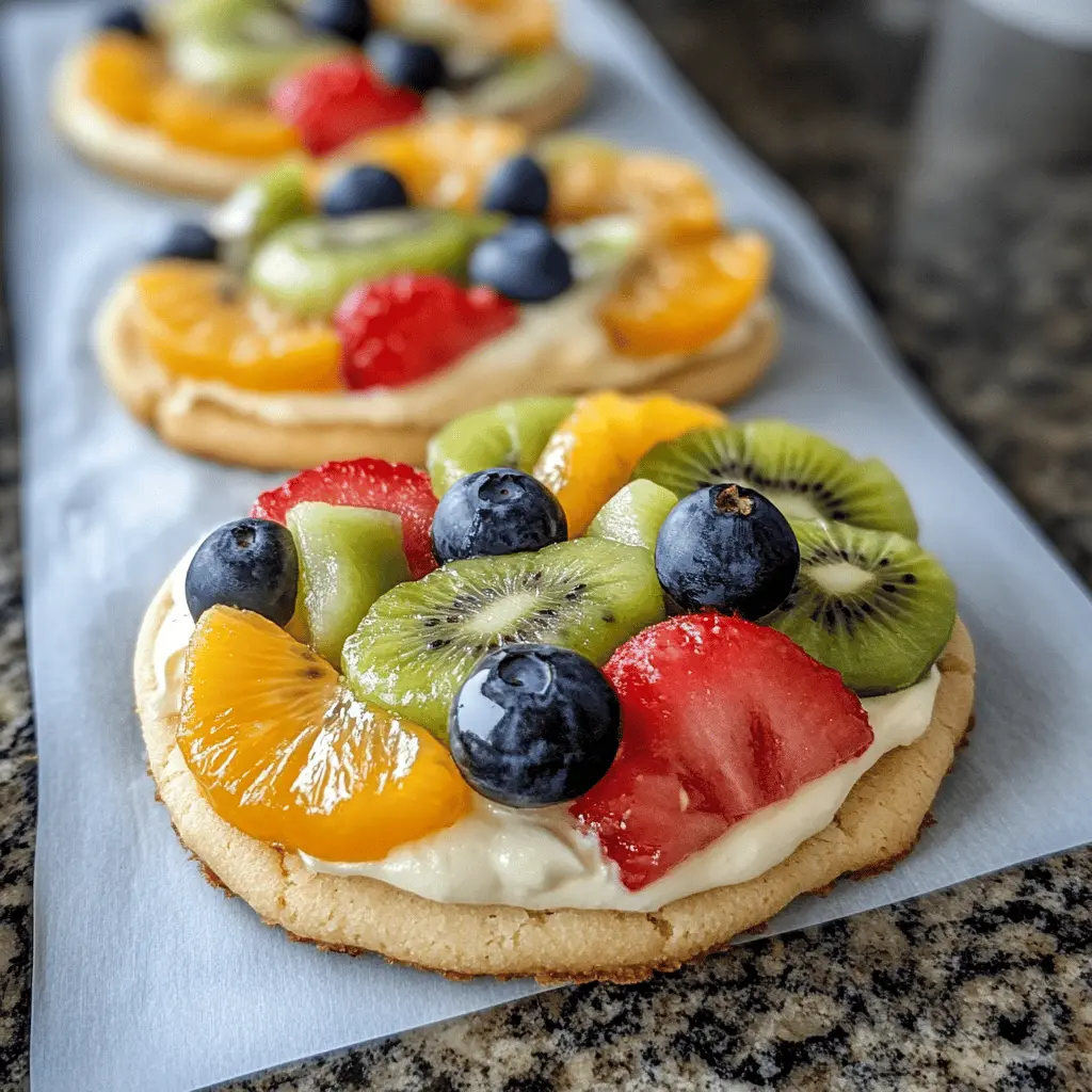 These Fruit Pizza Cookies are a fun and colorful treat that's perfect for any occasion! With a soft cookie base topped with sweet cream cheese frosting and a vibrant array of fresh fruits, they're sure to delight everyone. Save this recipe to impress your family at your next gathering or simply enjoy a sweet snack anytime!