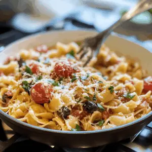 Simplify dinner time with this Mediterranean One Pot Pasta that bursts with fresh flavors! Packed with veggies, olives, and a hint of tangy feta, it's a delightful dish ready in just 30 minutes. Perfect for busy weeknights or a relaxed weekend meal, save this recipe for a quick and tasty dinner idea everyone will love!