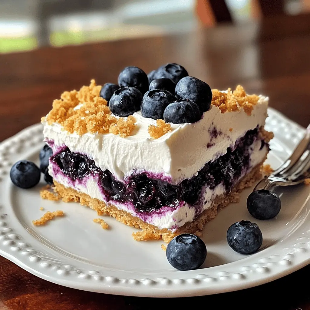 This No-Bake Blueberry Yum Yum is a delightful treat that's perfect for any occasion! Creamy layers of whipped filling and fresh blueberries come together in this easy recipe, making it a hit at parties or as a weeknight dessert. Save this pin for a sweet and refreshing dessert that everyone will love! Perfect for summer picnics or family gatherings!