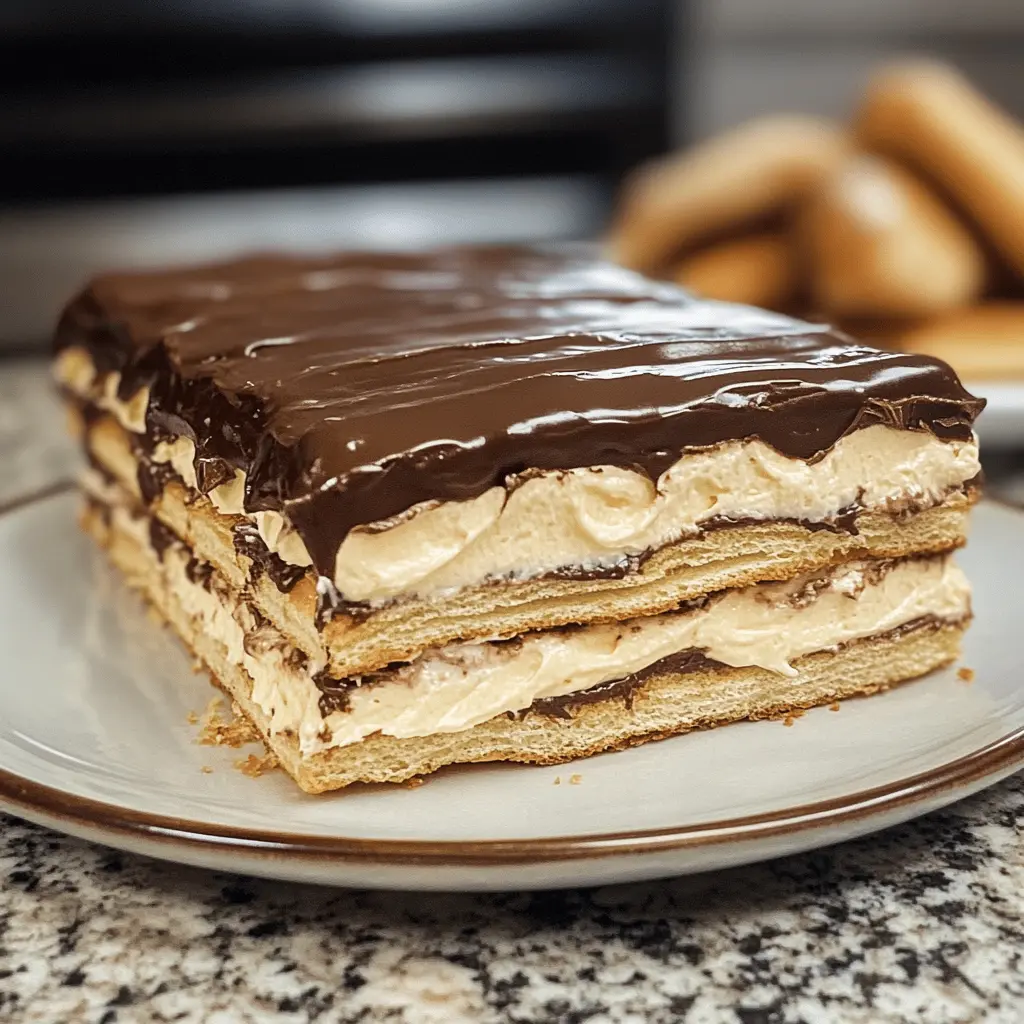 This no-bake Chocolate Eclair Cake is a delicious treat that's easy to whip up! With layers of creamy vanilla pudding, fluffy whipped topping, and a rich chocolate glaze, it's a perfect dessert for any occasion. Perfect for summer gatherings or family celebrations! Save this recipe to impress your guests with minimal effort!