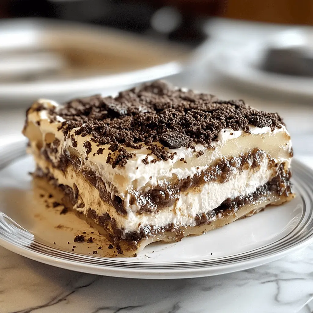 Layers of creamy goodness and crunchy Oreo cookies make this Oreo Lasagna a must-try dessert! With its rich chocolate and refreshing whipped topping, it's perfect for parties, potlucks, or simply a sweet treat at home. Save this recipe to indulge in a deliciously easy no-bake dessert that everyone will love!