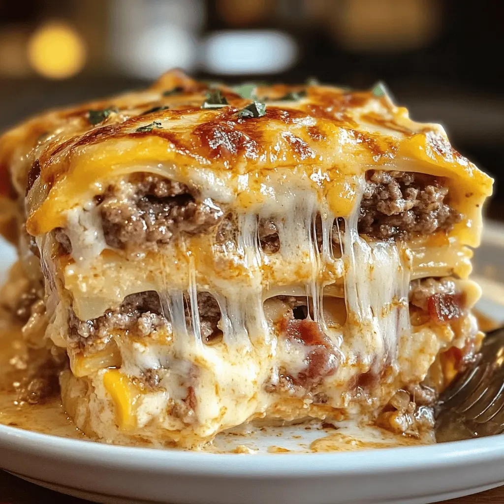 Craving a comforting twist on classic lasagna? This Parmesan Garlic Bacon Cheeseburger Lasagna combines rich beef, crispy bacon, and gooey cheese layers for a hearty dish everyone will love. Perfect for family dinners or casual get-togethers, it’s easy to make and sure to impress! Save this recipe now for a delicious meal idea anytime you need it!
