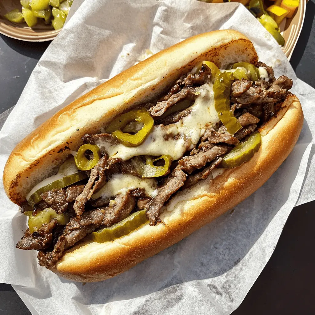 Get ready to make the ultimate Philly Cheesesteak at home! This mouthwatering sandwich features juicy steak, melted cheese, and sautéed onions all nestled in a soft hoagie roll. Perfect for a hearty lunch or a game day treat, this recipe is a must-have. Save this delicious cheesesteak recipe for your next craving!