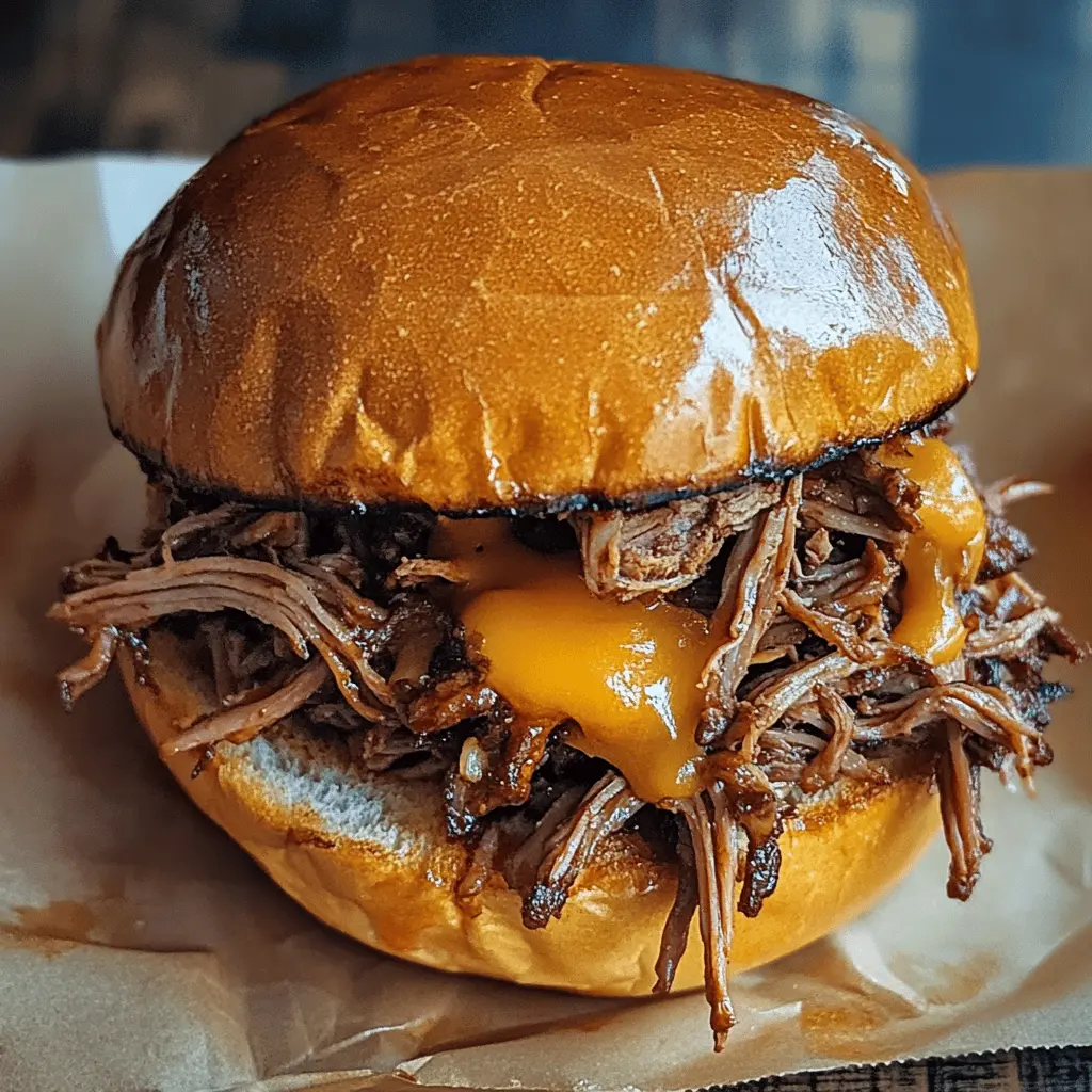 Get ready for a delicious pulled beef sandwich that's packed with flavor! This easy recipe showcases tender, slow-cooked beef, perfectly seasoned and smothered in a savory sauce. Perfect for game day or a cozy family dinner, it's sure to become a favorite. Save this pin to try an irresistible pulled beef sandwich that your friends and family will love!