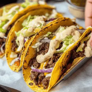 These Smash Burger Tacos bring together two favorite meals in one fun dish! Enjoy juicy burger patties wrapped in warm tortillas, topped with fresh veggies and your choice of sauces. Perfect for game nights, taco Tuesdays, or any casual get-together. Don't forget to save this flavorful recipe for your next meal prep!