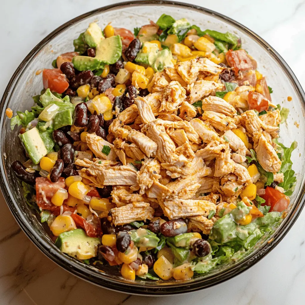 Looking for a fresh and flavorful twist? This Southwest Chicken Salad combines tender grilled chicken, zesty black beans, and bright corn for a satisfying meal. Topped with creamy avocado and a tangy lime dressing, it's perfect for lunch or dinner. Save this recipe to enjoy a burst of goodness on your plate anytime!