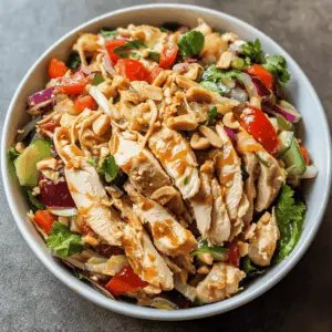 Looking for a fresh and zesty meal? This Thai Chicken Salad with Peanut Dressing is packed with vibrant flavors, tender chicken, and crunchy vegetables! The creamy peanut dressing adds a delicious twist that everyone will love. Perfect for lunch, dinner, or a potluck! Save this recipe for a healthy, satisfying dish any time you need a boost!