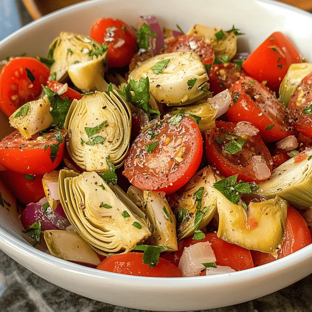 Brighten your table with this Tuscan Artichoke Tomato Salad! Packed with fresh tomatoes, savory artichokes, and zesty herbs, it’s a delightful burst of Mediterranean flavors. Perfect as a light lunch or a colorful side for gatherings. Don’t forget to save this recipe for your next meal prep or summer barbecue!