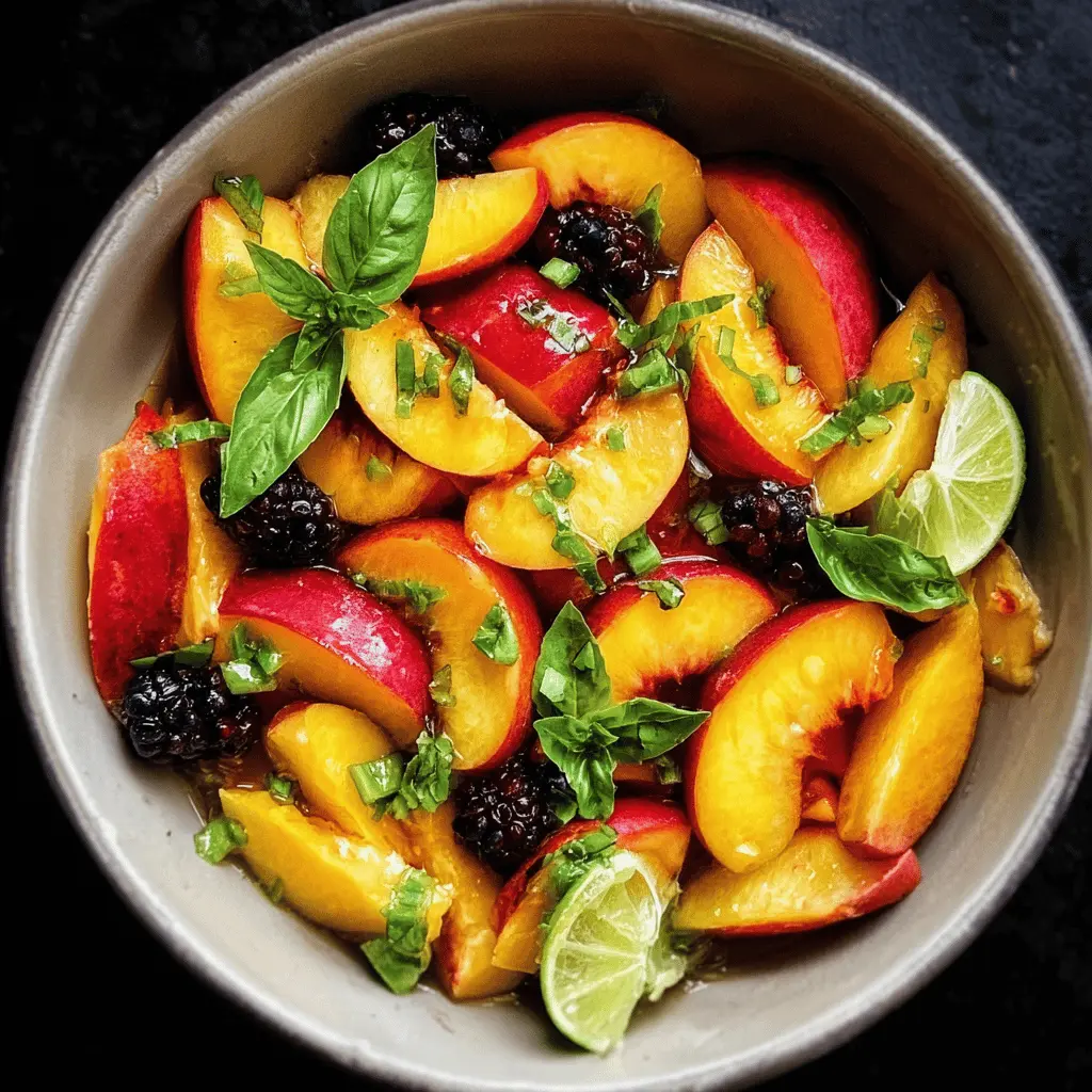 Easy Honey Lime Basil Peach Fruit Salad Recipe