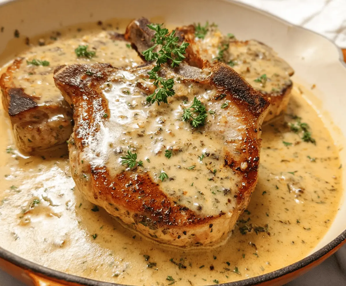 Easy Slow Cooker Pork Chops in Garlic Parmesan Sauce