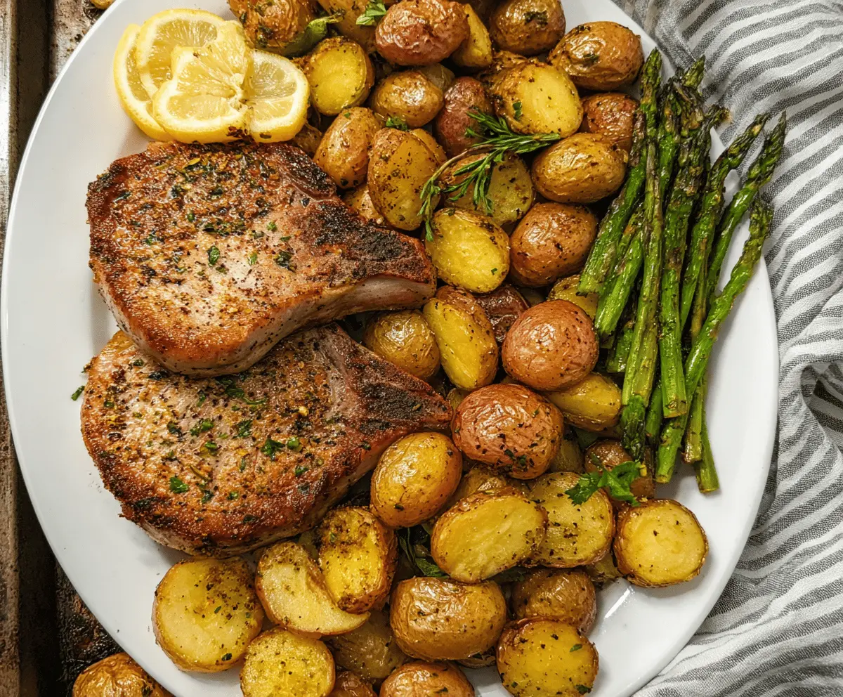 Easy Ranch Pork Chops and Potatoes Sheet Pan Dinner