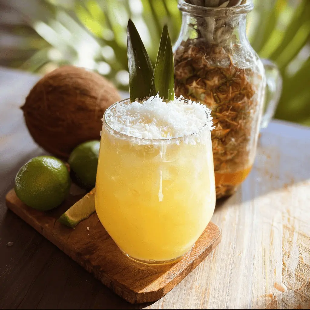 Easy Tropical Hawaiian Margarita with Pineapple and Coconut