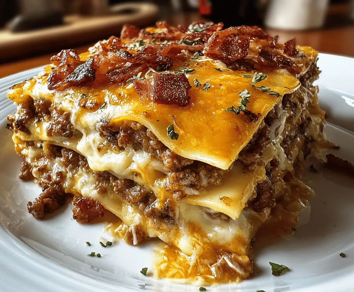 Easy Parmesan Garlic Bacon Cheeseburger Lasagna