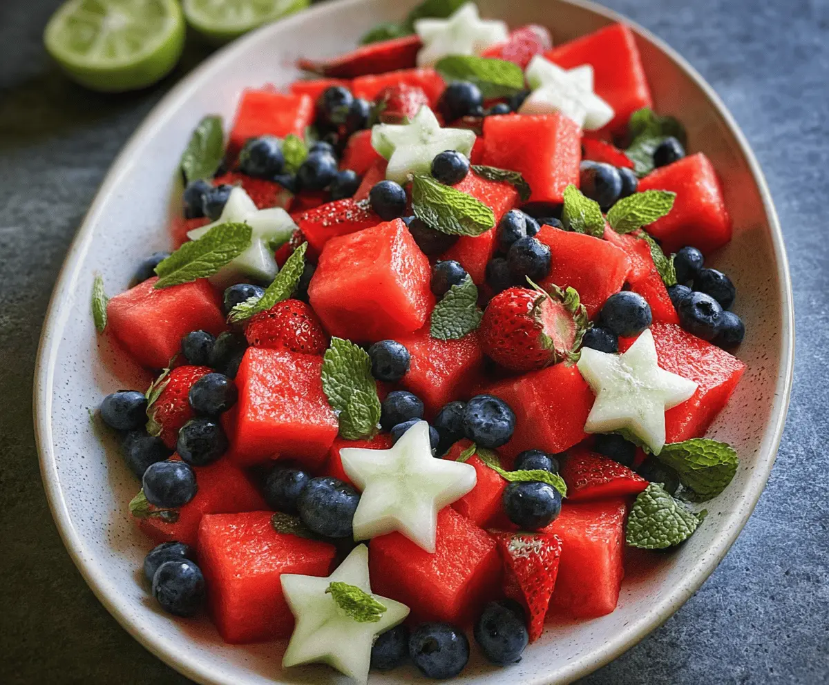 Easy Mojito Fruit Salad with Watermelon and Berries