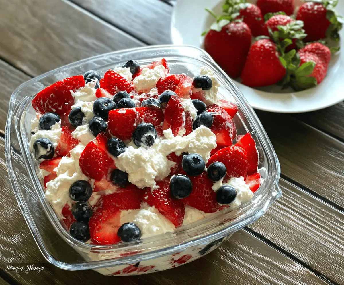Easy Red White and Blue Cheesecake Salad Recipe