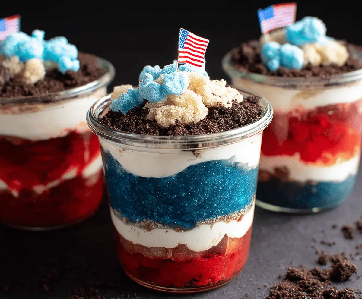 Easy Red White and Blue Dirt Cups Recipe