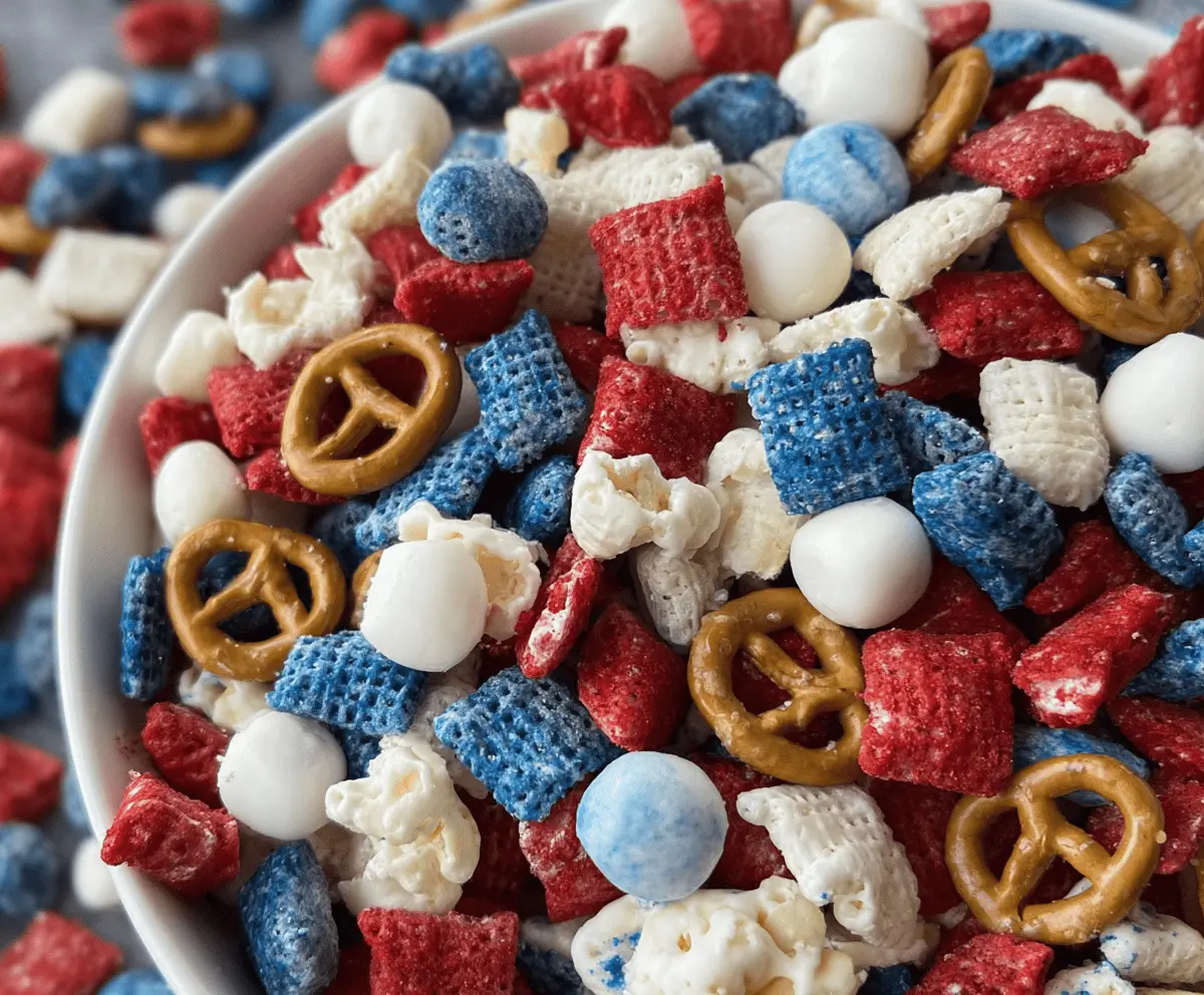 Easy Red White and Blue Snack Mix Recipe