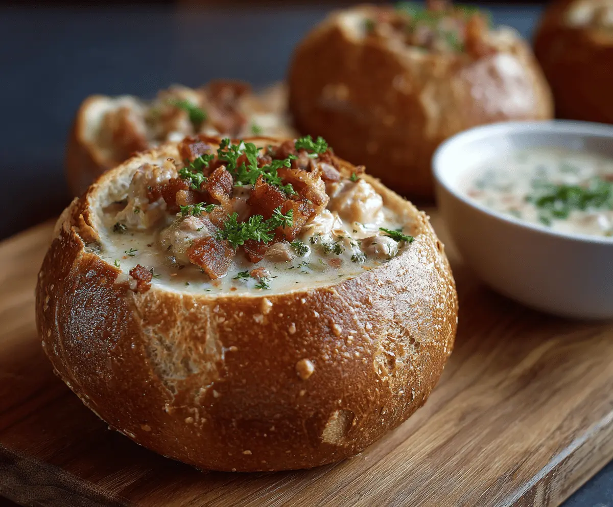 Clam Chowder in Bread Bowls