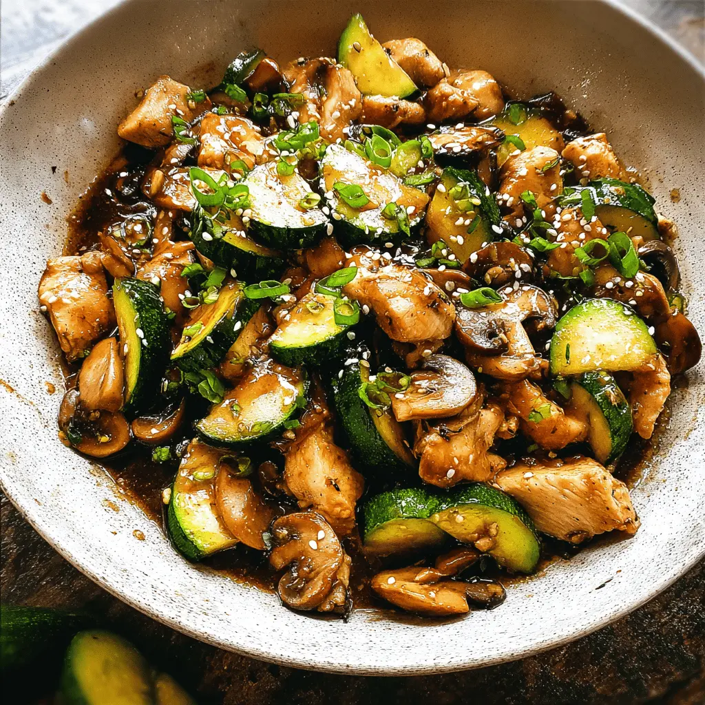 Easy Zucchini Mushroom Chicken Stir Fry Recipe