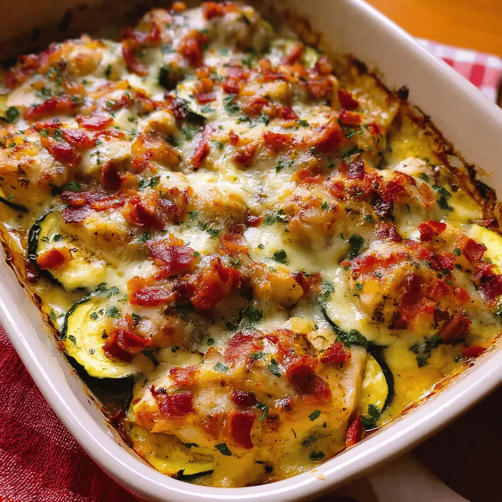 Easy Chicken Zucchini Bake with Crispy Bacon