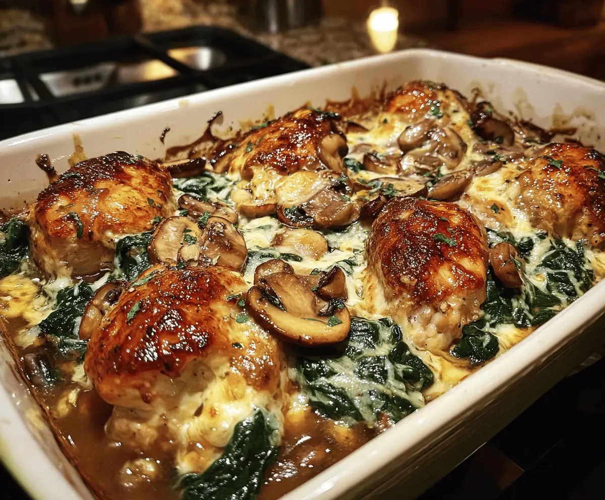 Low-Carb Chicken Spinach Mushroom Bake