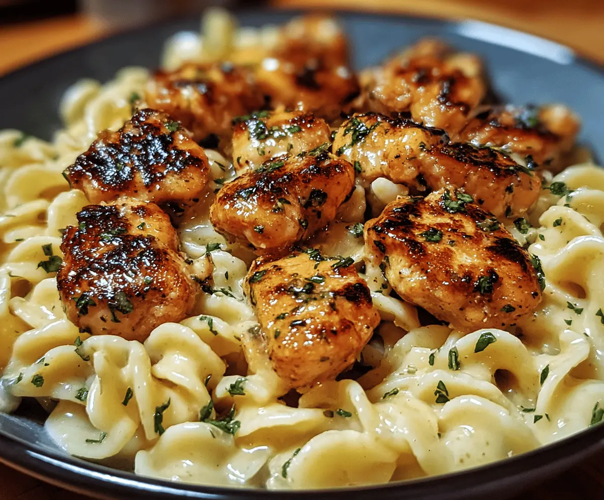 Garlic Butter Chicken Bites with Creamy Parmesan Pasta