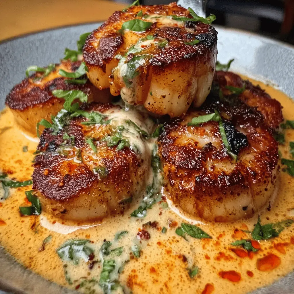 Seared Scallops with Creamy Spicy Cajun Sauce