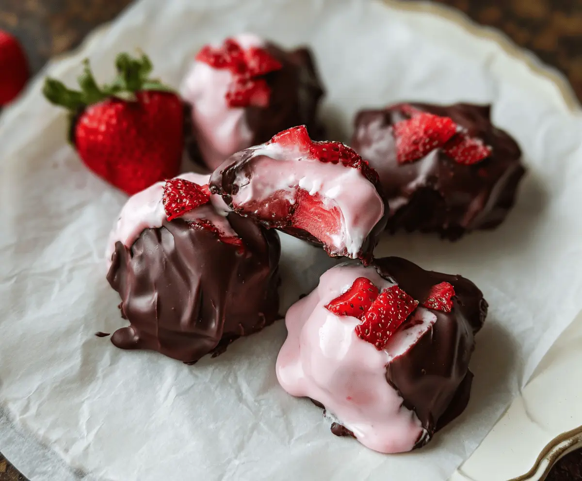 Easy Chocolate Strawberry Frozen Yogurt Bites Recipe