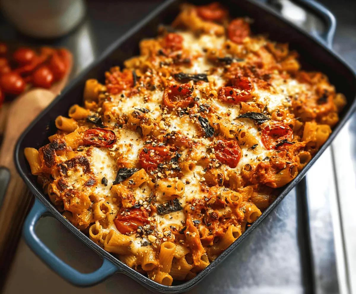 Creamy Pumpkin Tomato Pasta Bake Recipe