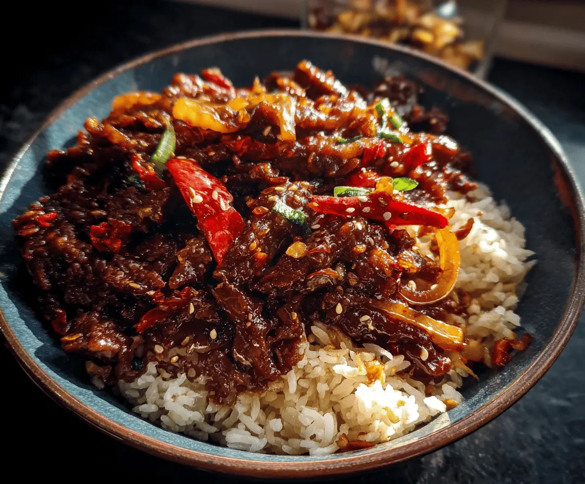 Crispy Chili Beef Rice Bowl Recipe