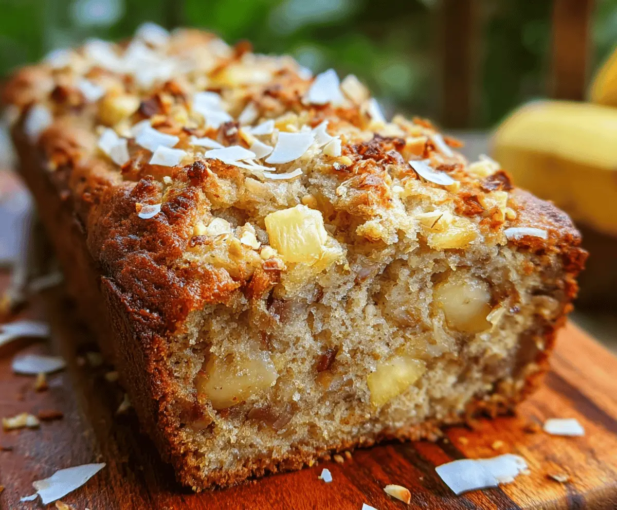 Tropical Hawaiian Banana Bread with Coconut & Pineapple