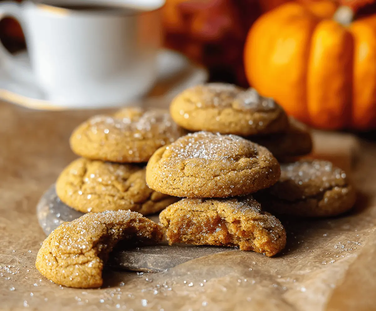 Delicious homemade pumpkin brown sugar cookies topped with cinnamon, perfect for fall baking and holiday treats.