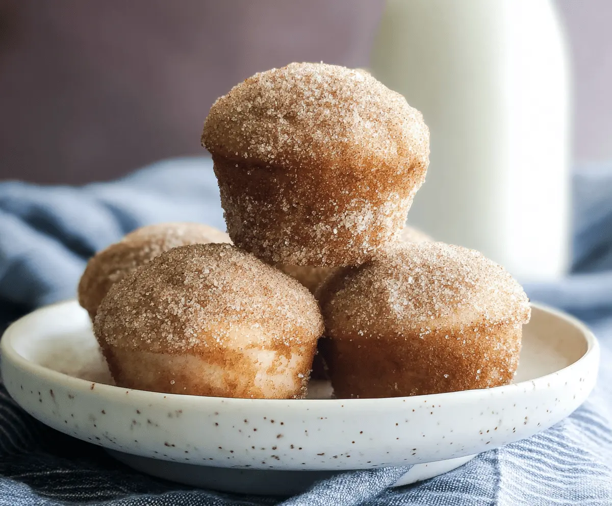 Delicious cinnamon sugar donut muffins fresh out of the oven, perfect for breakfast or a sweet snack.