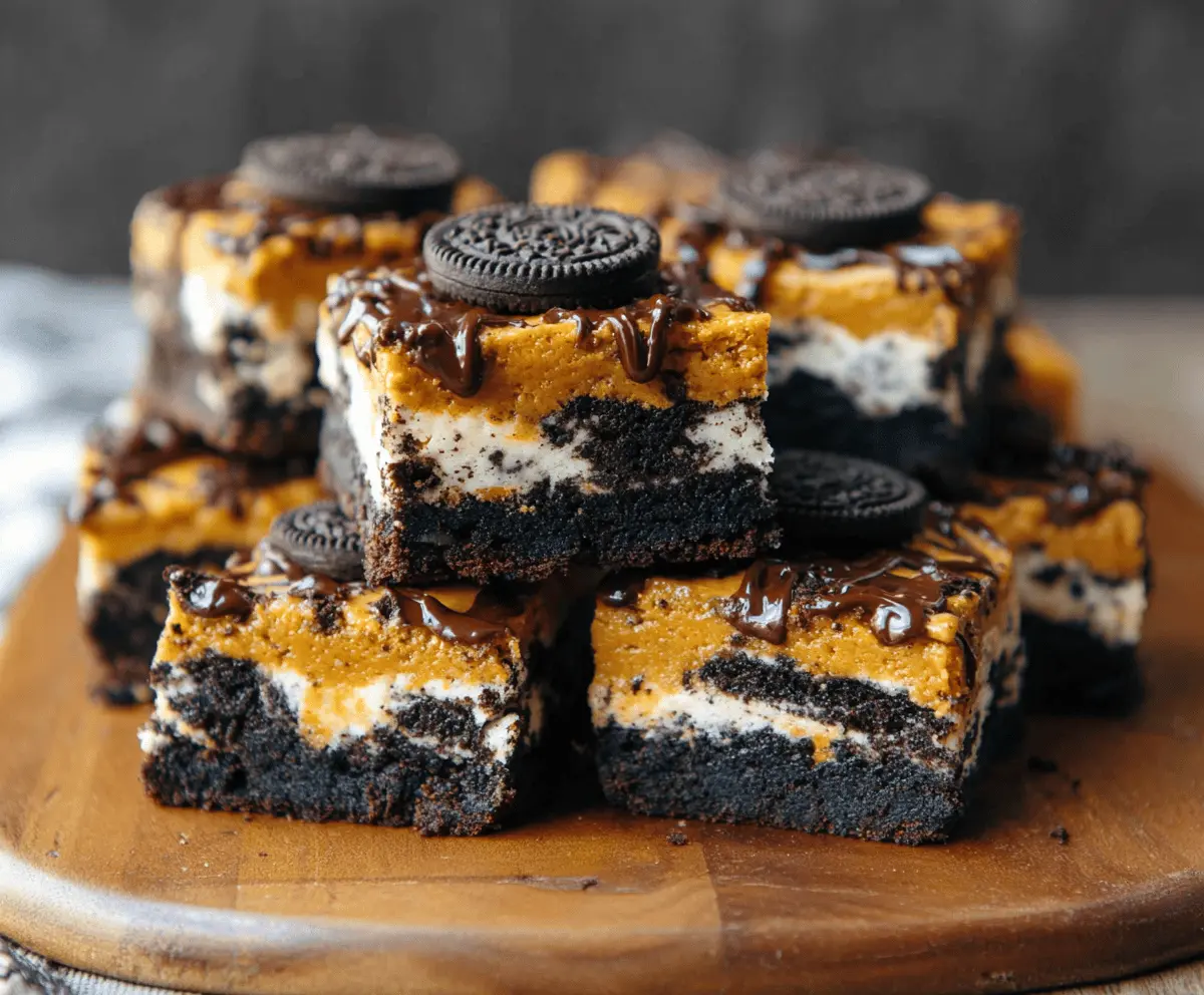 Pumpkin Oreo Cheesecake Bars