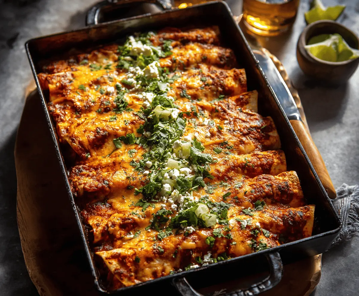 Delicious sweet potato and black bean enchiladas topped with melted cheese and fresh cilantro on a plate, perfect for a healthy vegan meal.