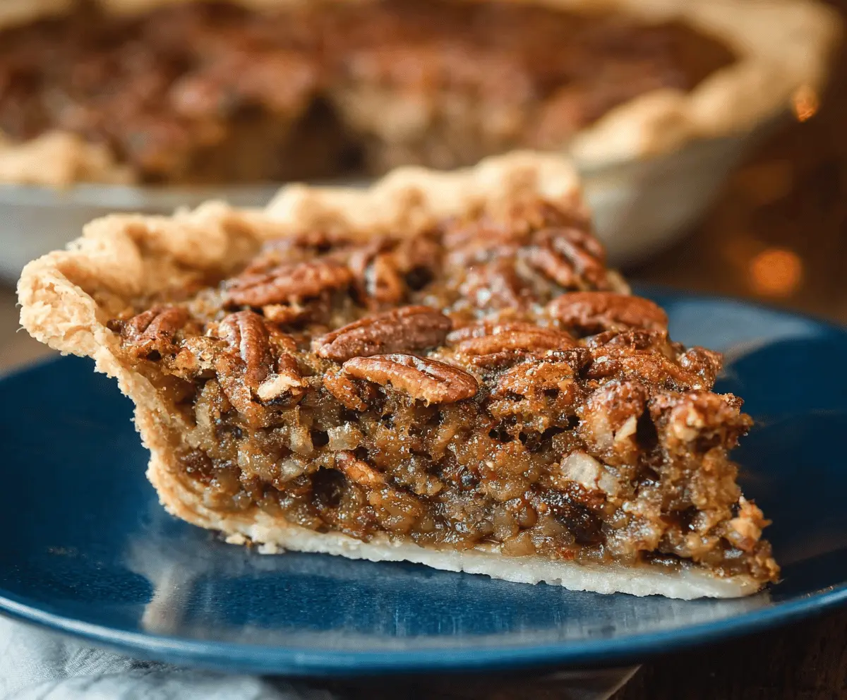 Delicious homemade brown sugar pecan pie with a golden crust and rich pecan filling.