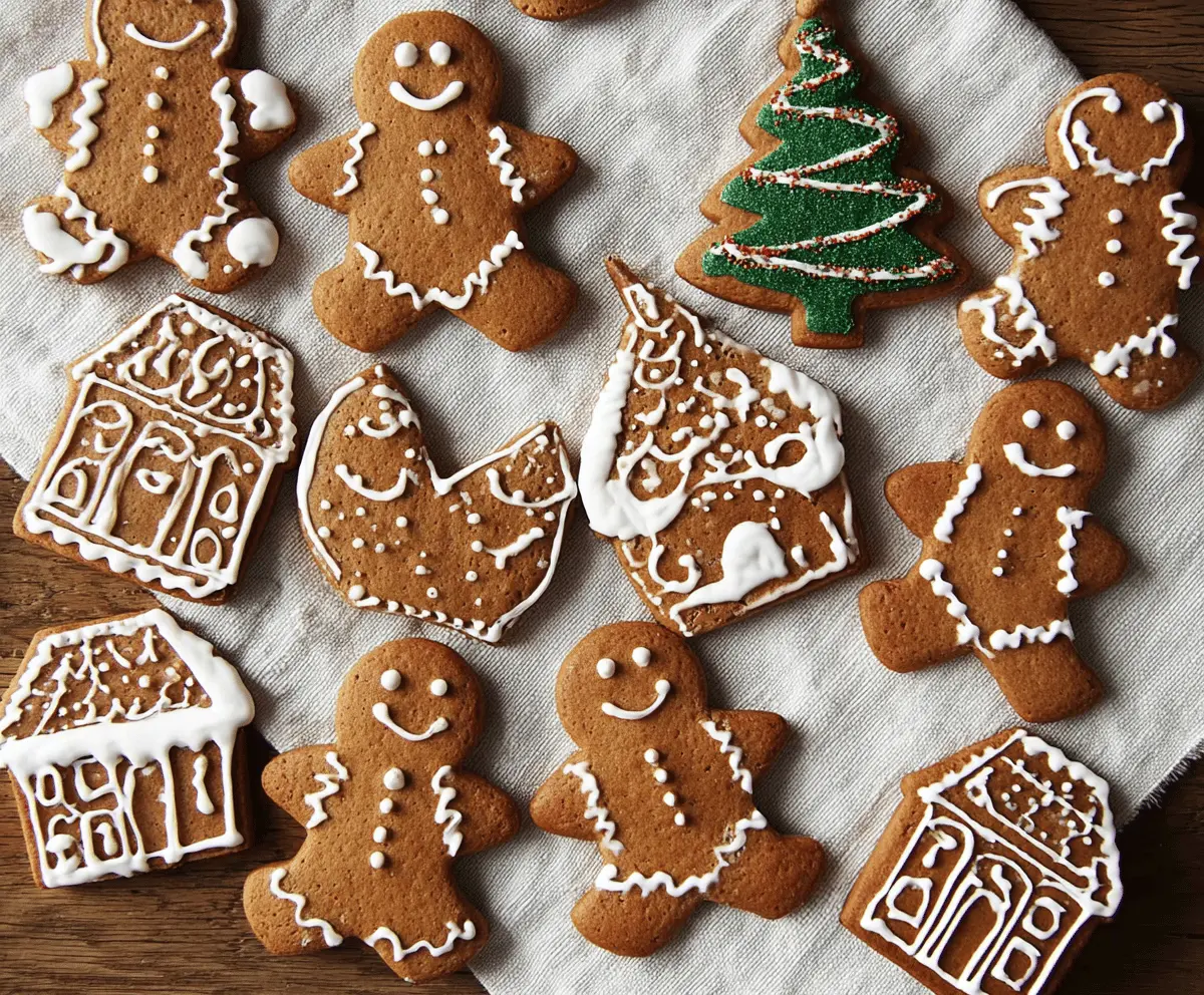 Delicious homemade gingerbread biscuits decorated with icing and festive sprinkles.