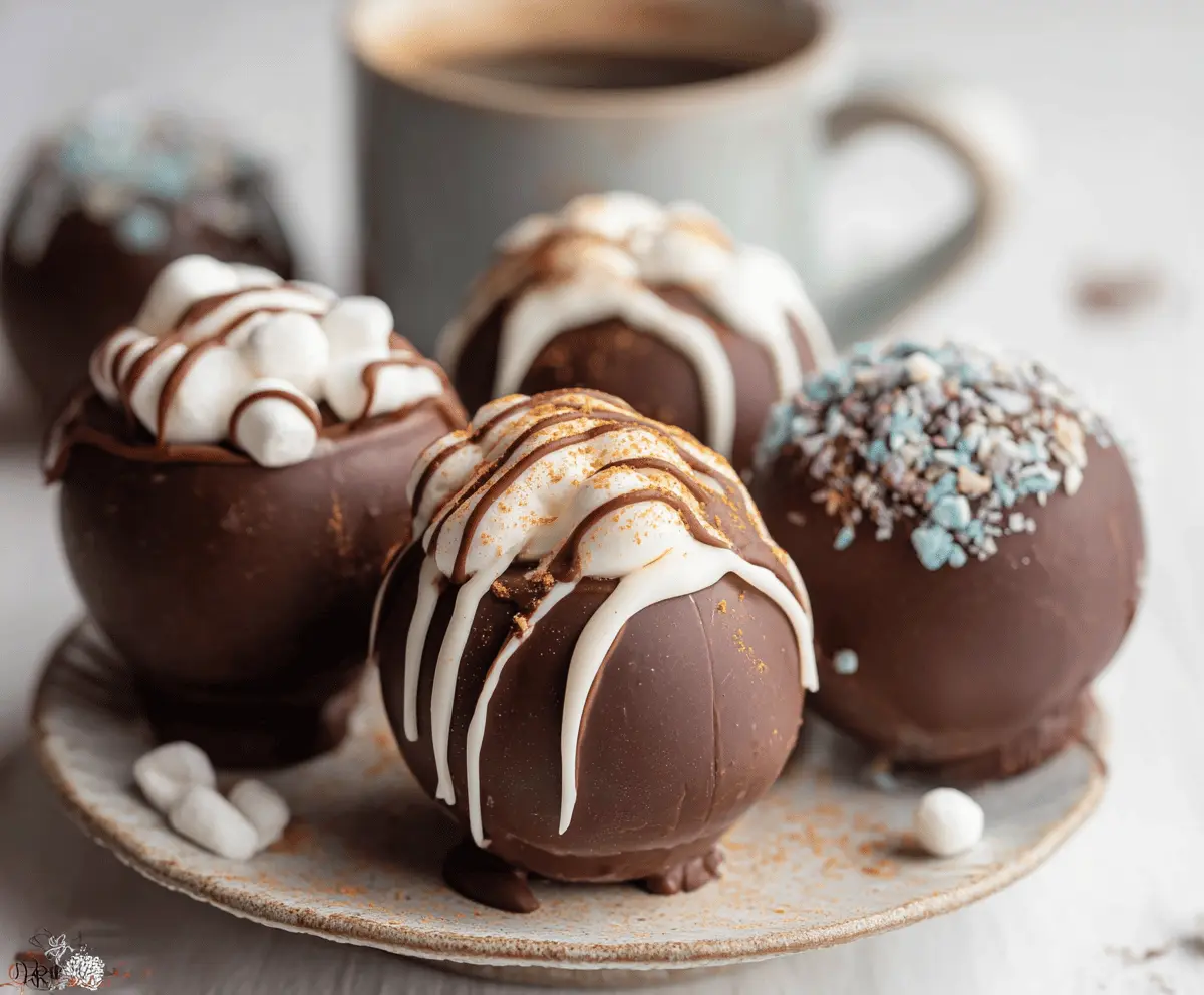 Delicious hot chocolate bombs topped with whipped cream and sprinkles for a cozy winter treat.