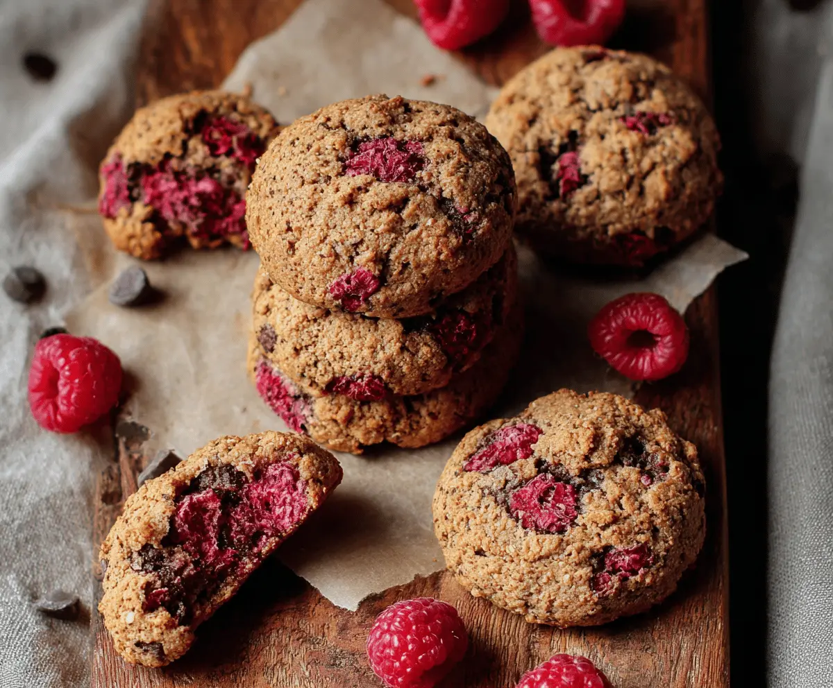 Delicious Paleo Raspberry Cookies with fresh raspberries and a golden-brown crust.