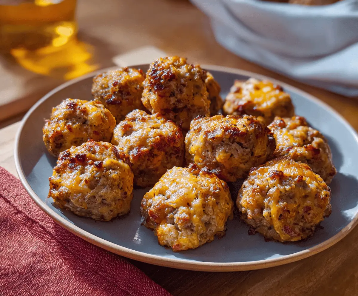 Delicious sausage cheese balls served hot, perfect for snacks or parties
