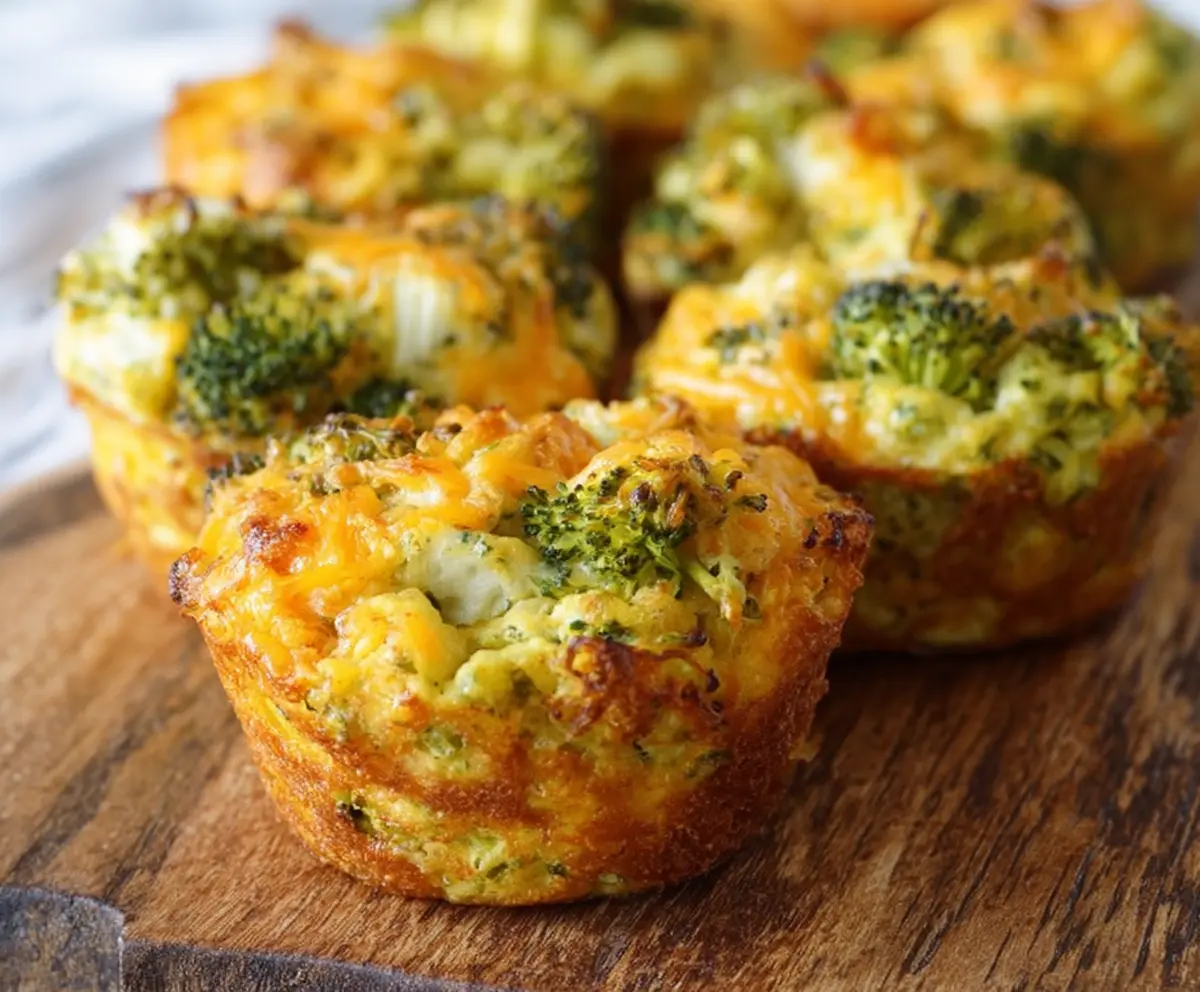 Delicious cheesy broccoli protein muffins fresh out of the oven, perfect for a healthy snack.