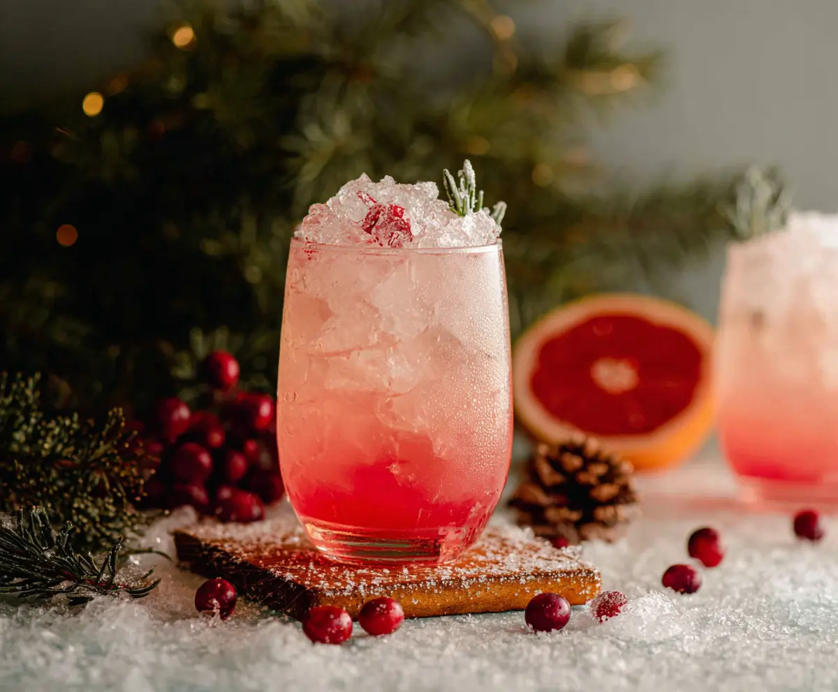 Festive Christmas Paloma cocktail with grapefruit, lime, and a sugared rim garnished for holiday cheer.