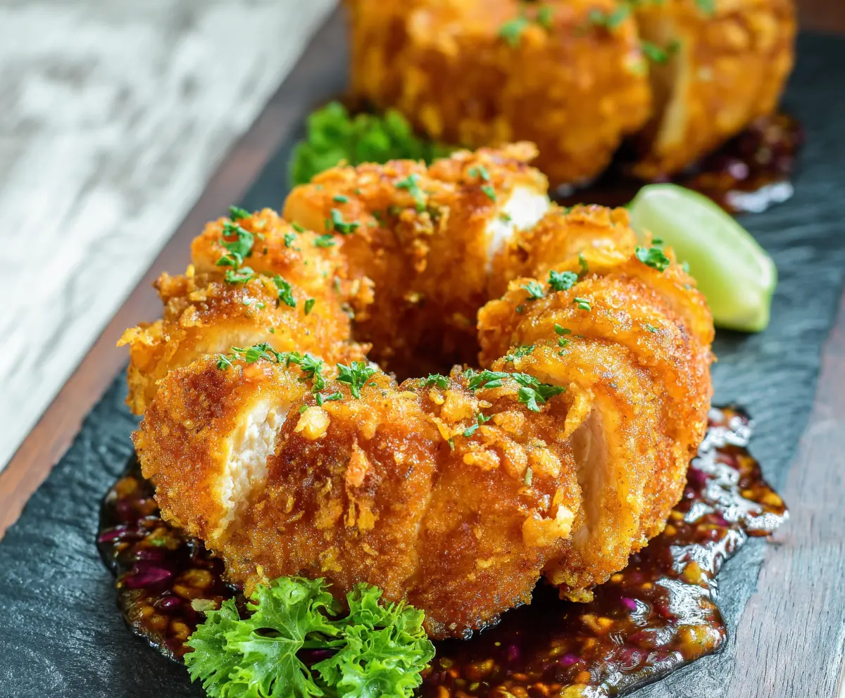 Delicious Copycat Chicken Ring with crispy golden crust and savory filling