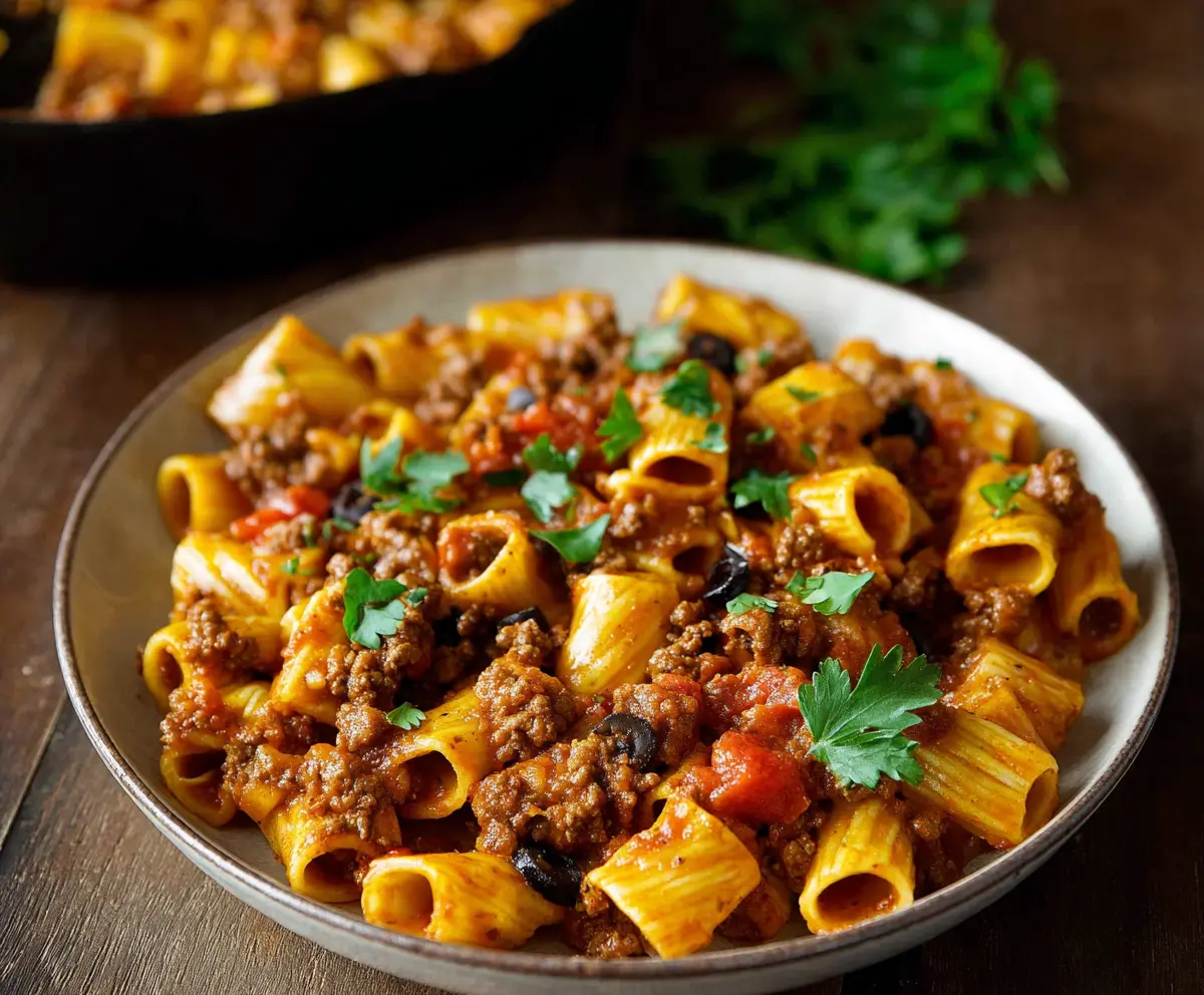 Delicious Mexican pasta dish with vibrant vegetables and flavorful spices.