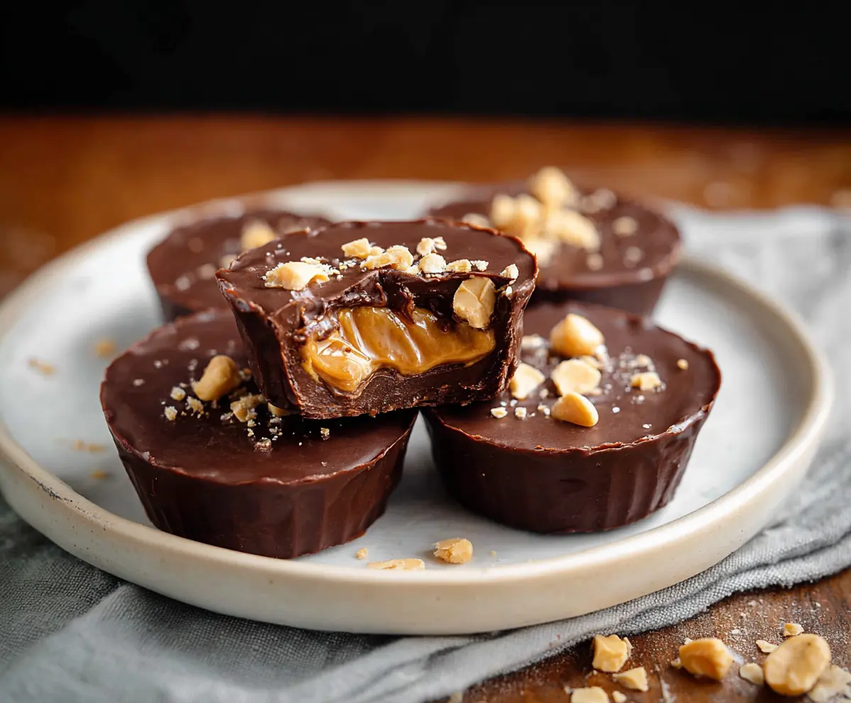 Delicious homemade Snickers Cups with caramel, nougat, and chocolate coating